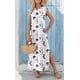 thumbnail image 3 of Vestido largo Zeagoo con estampado floral y cuello redondo azul dividido para mujer, 3 of 7