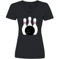 thumbnail image 3 of Inktastic Bowling Pins (pink) Women's V-Neck T-Shirt, 3 of 5
