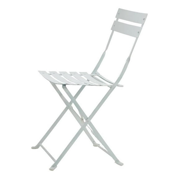 Pemberly Row 17.25" Folding Metal Bistro Chair in White (Set of 2)