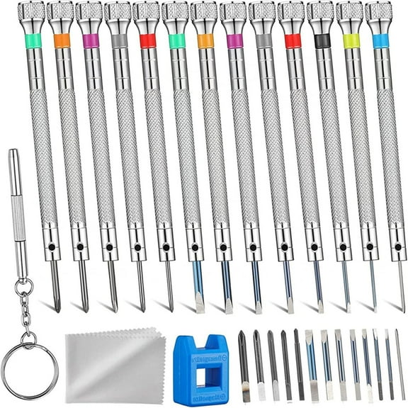 13PCS Professional Watch Screwdriver Set, Micro Precision Glasses Repair Kit, with 13PCS 0.2-2.0MM Extra Replace Blades, for Eyeglass Sunglass Watchmaker Jewelry Computer Phone Small Tools