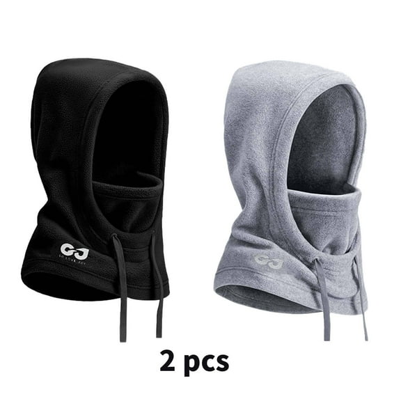 TELOLY 2 Pcs Mens Hats,Fleece for Warmth Beanies Hats Men,Face and Neck Bucket Hats for Men,Black,Gray