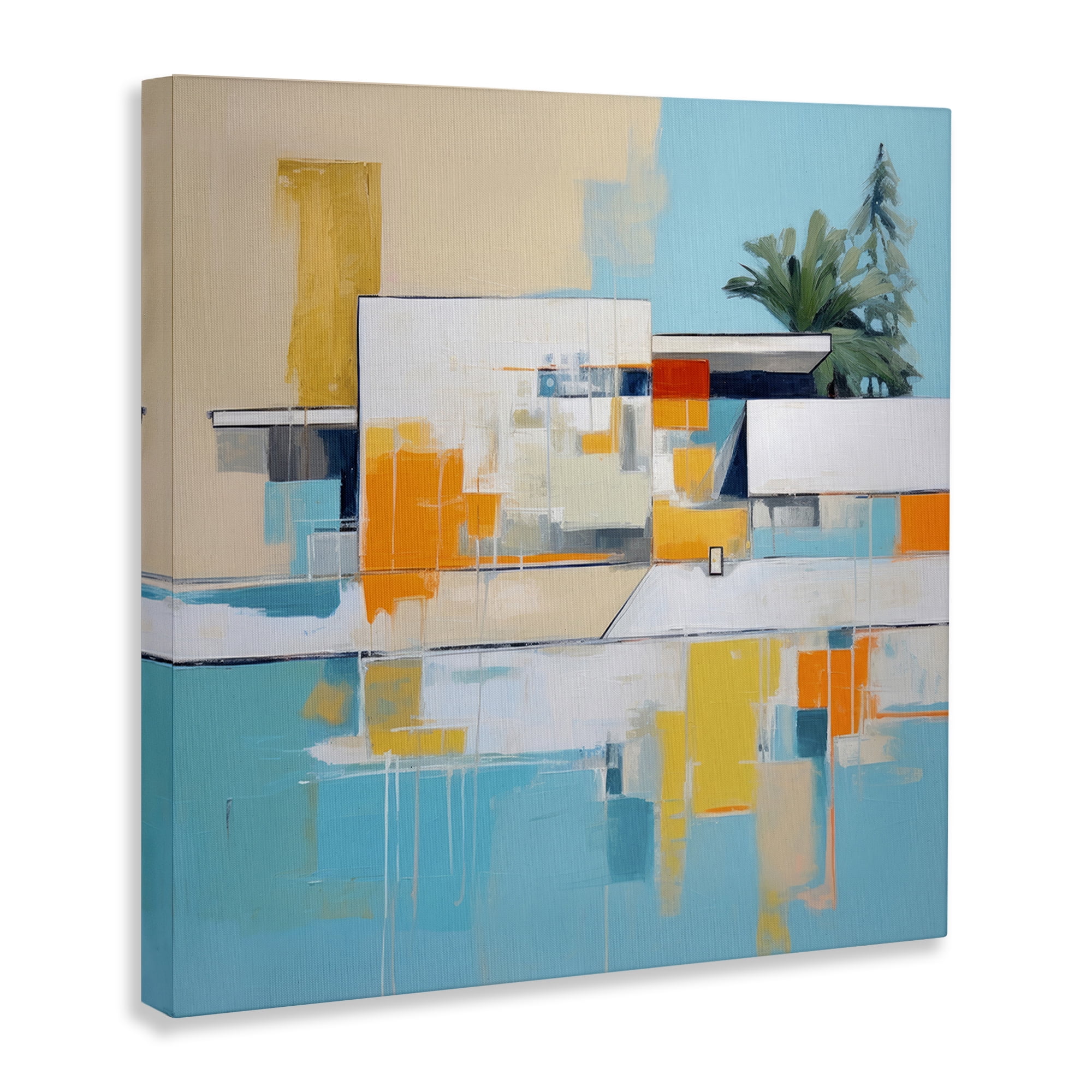 Stupell Industries Tropical Abode Abstraction Town & City Painting Gallery Wrapped Canvas Art Print Wall Art, 24 x 24