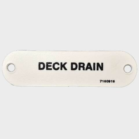 Marquis Boat Label Tag 7160916 | Deck Drain White Plastic