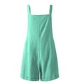 thumbnail image 3 of Women's Summer Cotton Linen Short Overalls Casual Bib Overall Shorts Shortalls Rompers Jumpsuits with Pockets, 3 of 4
