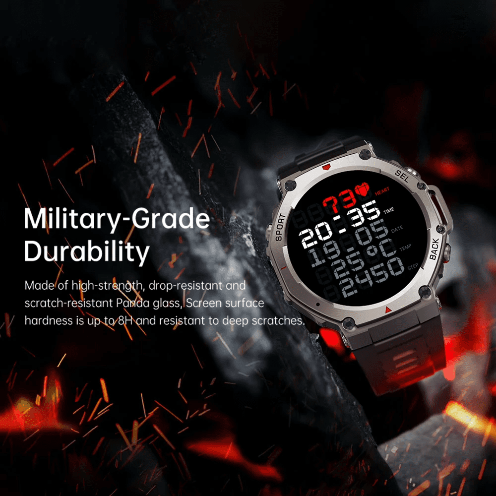 E EYAFA DM58 Smart Watch 1.43 Inch AMOLED Display 5ATM Waterproof  Smartwatch (Red)