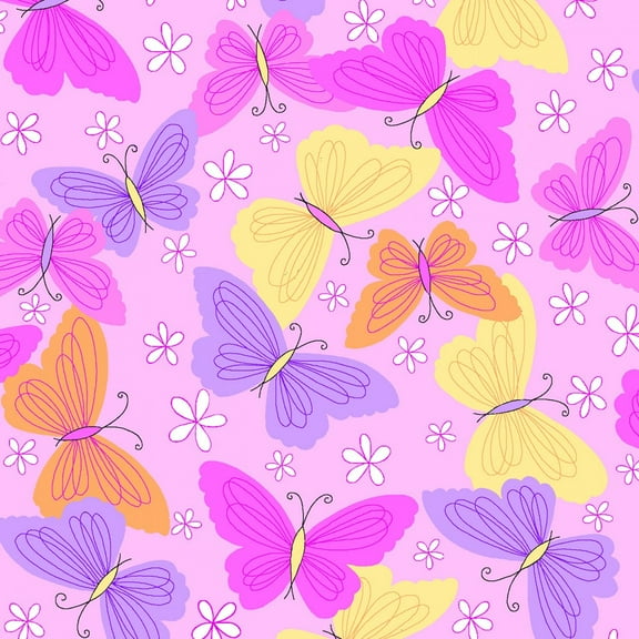 Flannel Butterflies Butterfly Insects Bugs Kids Children's Girls Baby Pink Comfy Prints by AE Nathan Cotton Flannel Fabric Print by the Yard (0986-22)