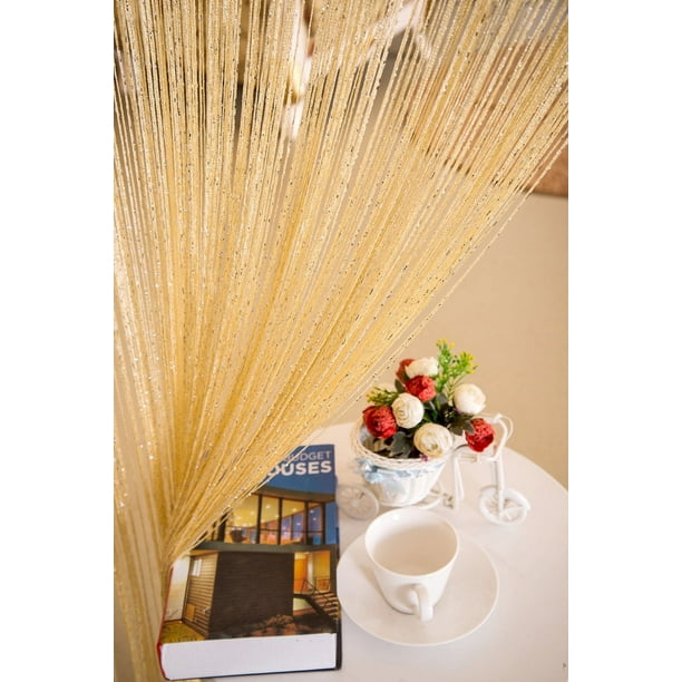 Nvzi Cortina de lentejuelas para puerta, cortinas de hilo para puerta, 39 x 79 pulgadas, divisor de sala de estar, panel de pared para ventana,sin cuentas, decorativas con cuentas, amarillo