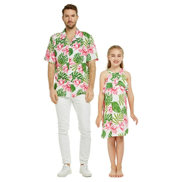 Matching Father Daughter Hawaiian Luau Cruise Outfit Shirt Dress -  