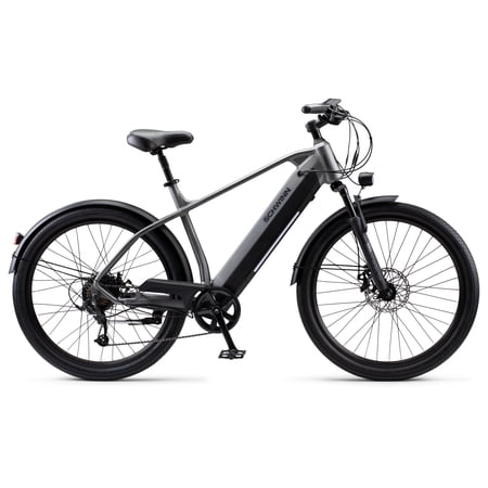 Schwinn Coston CE hybrid electric bike, 7 speeds, 27.5 inch wheels, men’s frame, grey