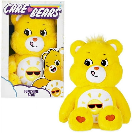 Basic Fun New 2020 Care Bears - Cuddly 14" Big Stuffed Animal - Funshine Bear - Soft & Huggable!