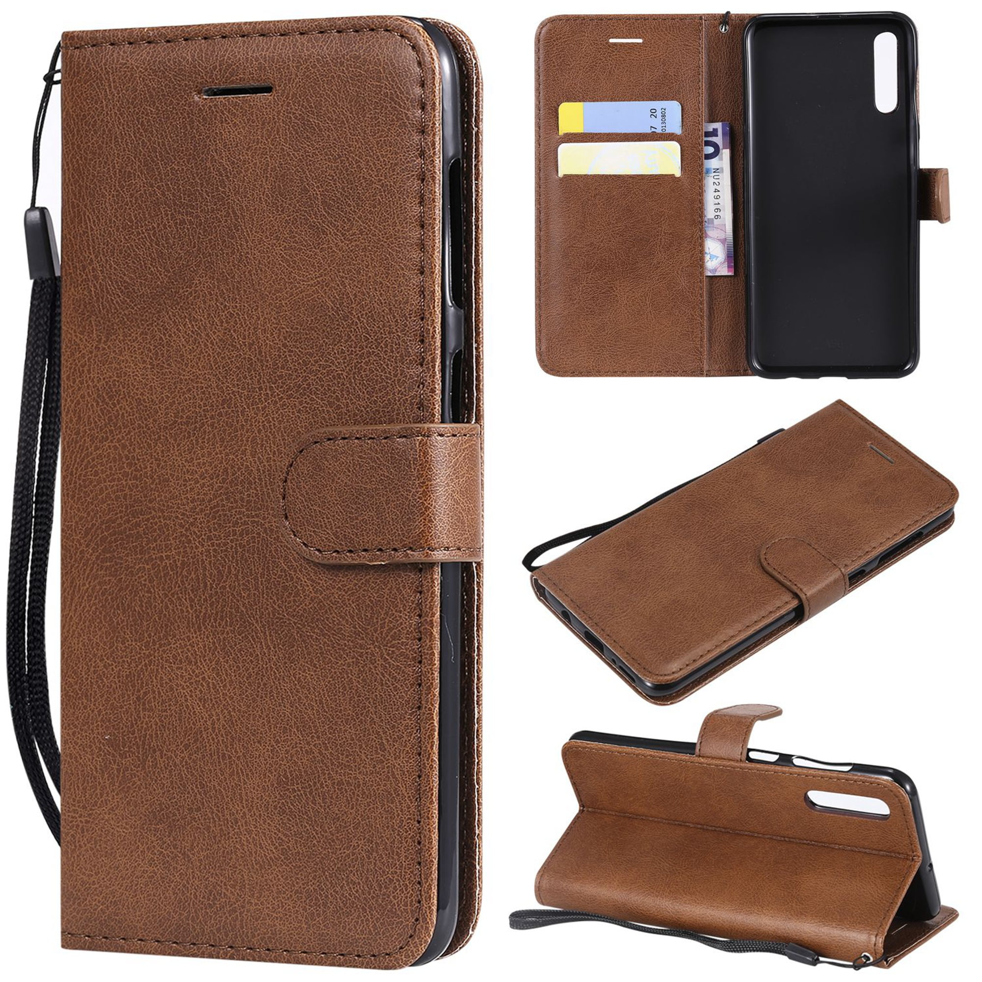 Dteck Wallet Case For Samsung Galaxy A50, Pure Color Slim PU Leather