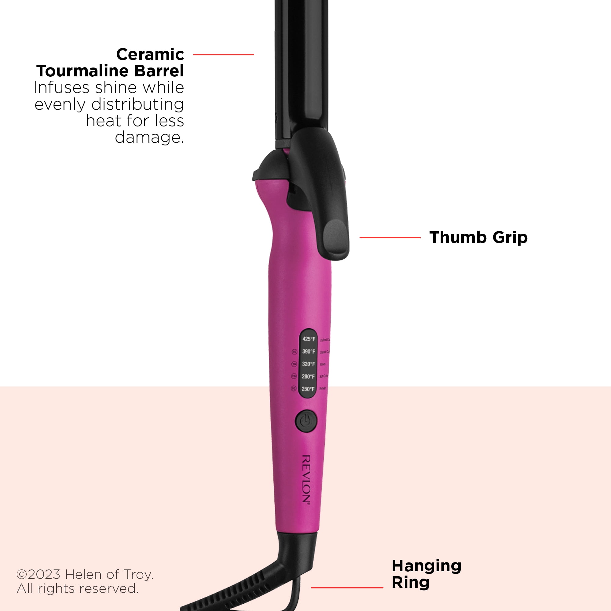 (3 pack) Revlon Easy Heat 1" Precision Curling Iron, Pink