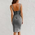 thumbnail image 3 of ppkood Women Denim Dress Sleeveless Side Slit Bodycon Midi Jean Dresses, 3 of 4