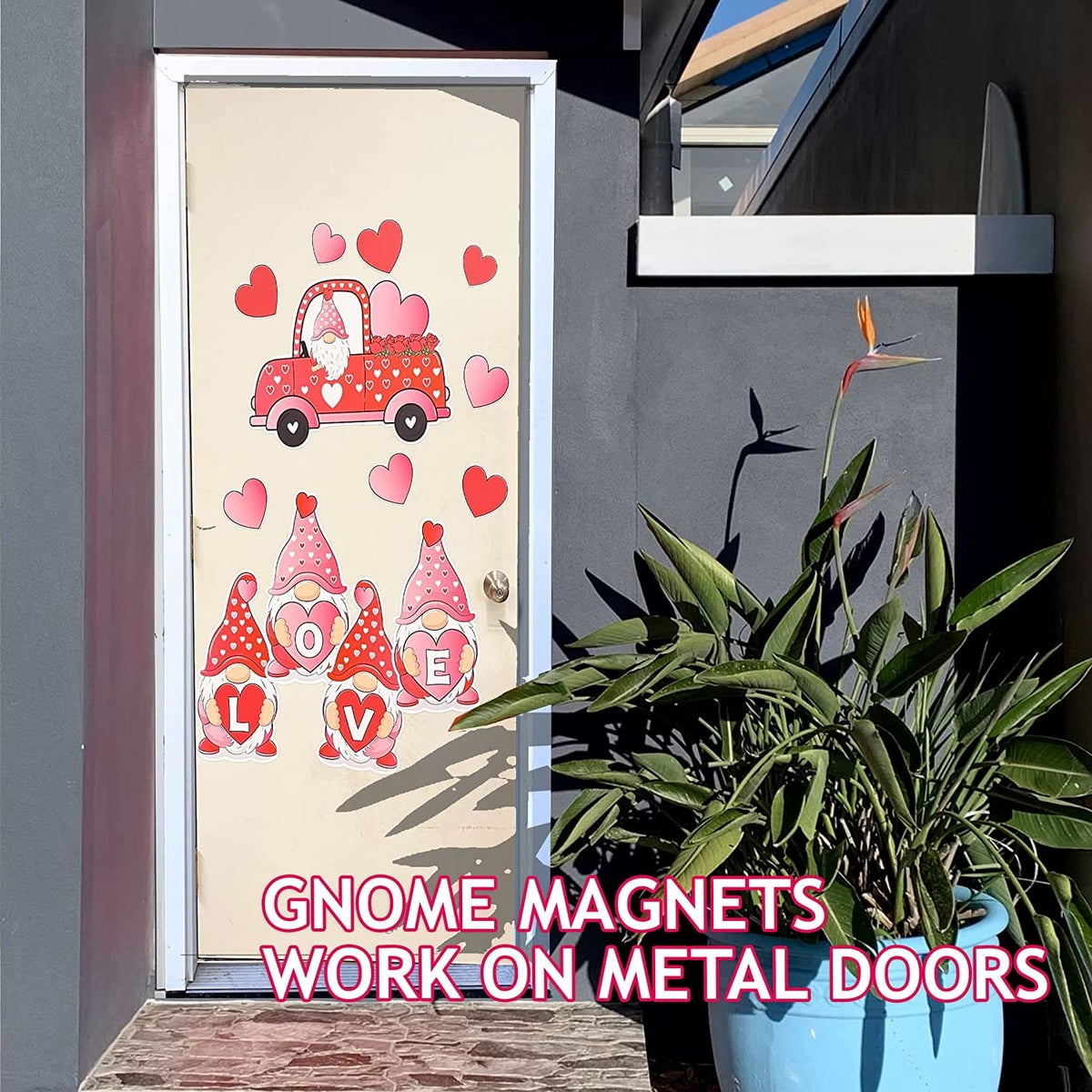 VictoryStore Jumbo Valentine's Day Garage Door Magnets Decorations Set, Gnome Valentines Garage Door Decals, 11 Pieces, 19918