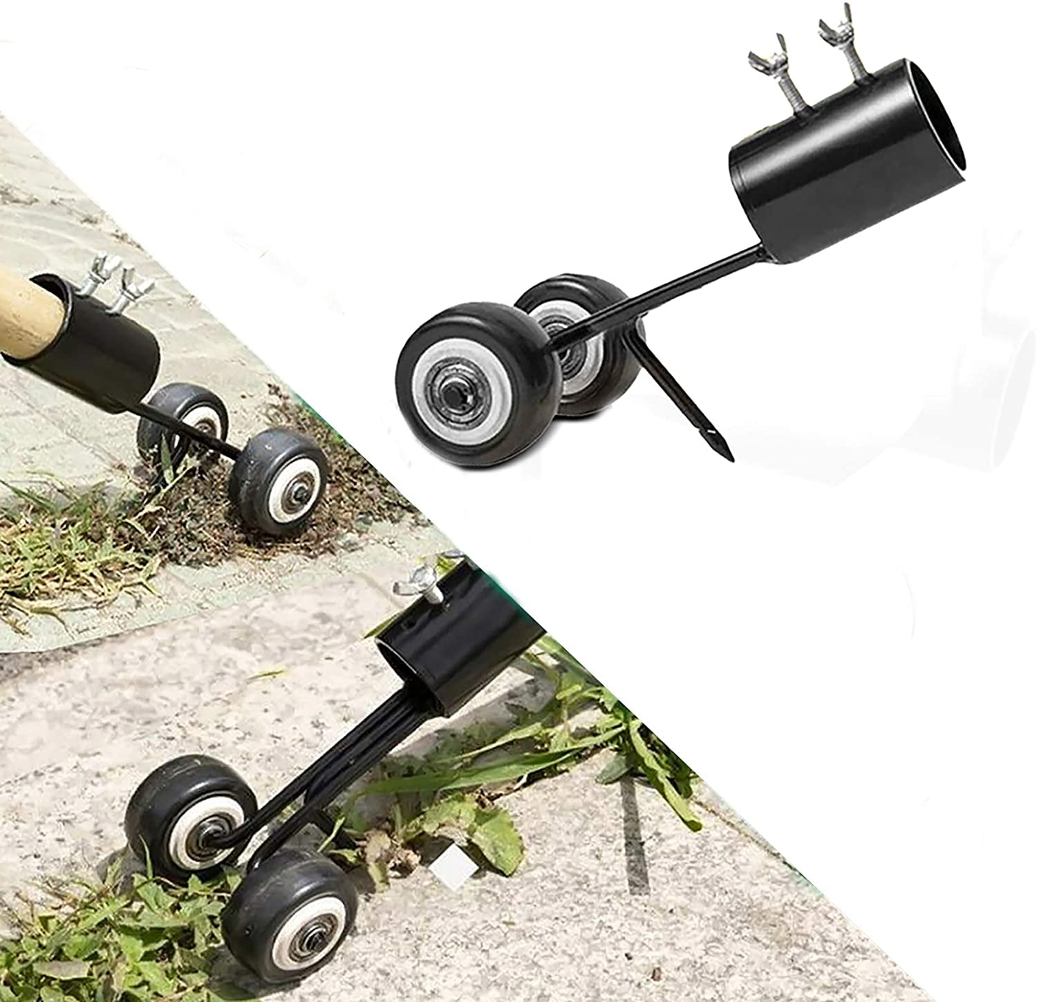 Adjustable Weeds Snatcher Crack and Crevice Weeding Removal Tool Garden Manual Weeder Tool for Garden Patio Backyard Lawn Sidewalk Driveways Weeds Manual Weed Puller Tool Stand Up with Wheels