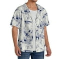 Disketp Men's Hawaiian Indigo Tie Dye Print Shirts Button Down Holiday