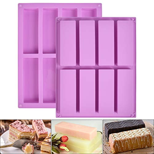 BUYGOO 2Pcs 8 Cavity Large Rectangle Granola Bar Silicone Mold