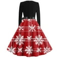 thumbnail image 4 of Christmas Dresses for Women Women's Fashion Round Neck Casual Slim Christmas Printed Long Sleeve Dresses with Square Collar for Christmas Party,Red,3XL, 4 of 4