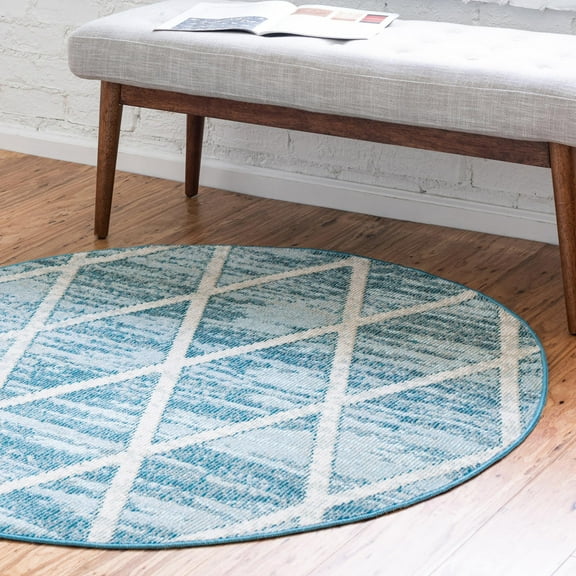 Unique Loom Starlight Collection Area Rug - Canopus (4' 1" Round Light Blue/Beige)