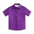 thumbnail image 4 of TIREOW Kids Boys Short Sleeve Dress Shirt Solid Color Button Down Shirt Summer Comfortable Casual Shirt Tops, 4 of 8