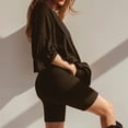 thumbnail image 3 of Camiseta básica para mujer pantalones cortos cintura elástica camiseta de gran tamaño pantalones cortos atuendo diario FLhrweasw Nuevo, 3 of 7