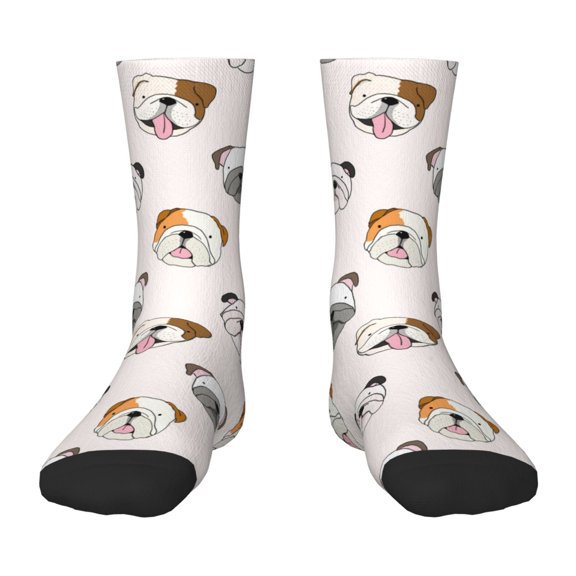 Honeii Bulldog Face Print Children's Colorful Socks,Unisex Kids and Toddlers' Cushioned Sock,Kids Athletic Crew Socks,for Everyday Wear and Sports