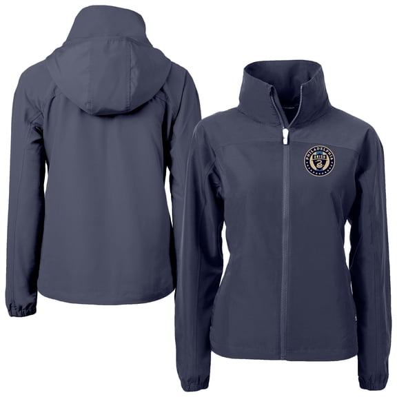 Women's-Cutter & Buck Navy Philadelphia Union Charter Eco Recycled Full-Zip Jacket