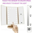 thumbnail image 6 of Tri-fold Lighted Vanity Makeup Mirror with 3x/2x/1x Magnification, 21Leds Light and Touch Screen,180 Degree Free Rotation Countertop Cosmetic Mirror,Travel Makeup Mirror (Gold), 6 of 6
