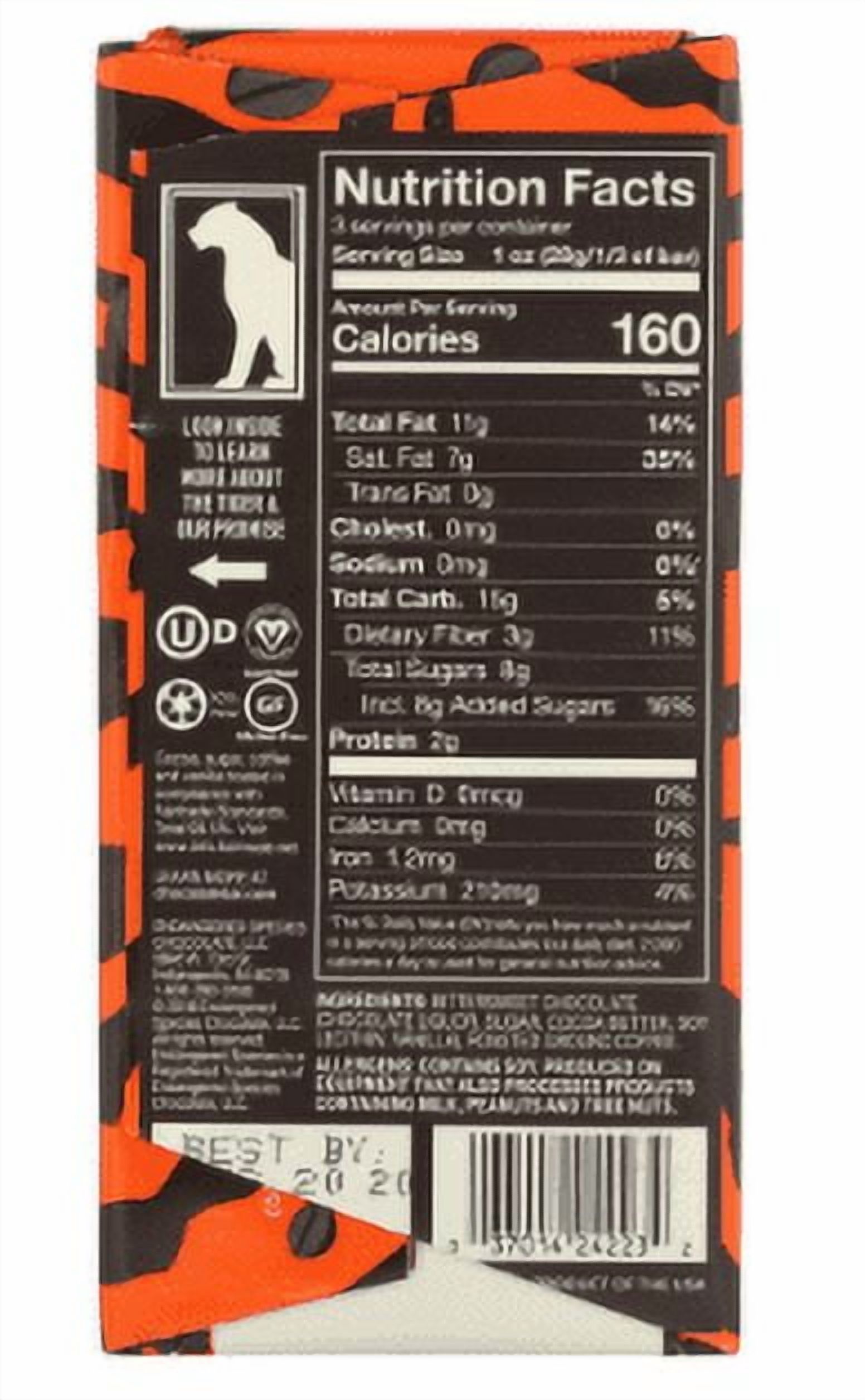 (Case of 12 ) Endangered Species Natural Chocolate Bars - Dark Chocolate - 72 Percent Cocoa - Espresso Beans - 3 oz Bars