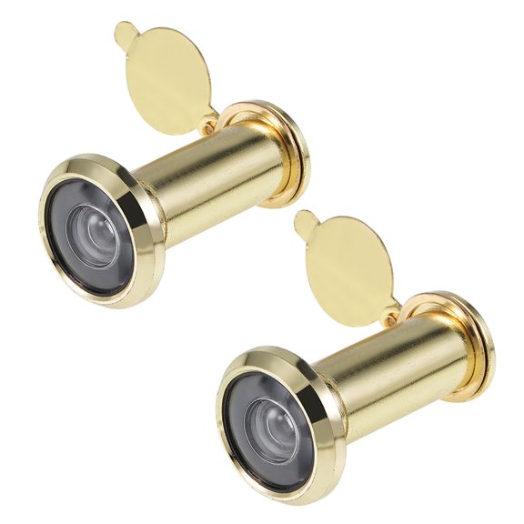 Uxcell Solid 200 Degree Door Viewer Peephole with Cover for Thick Doors Part Brass Gold Tone 2pcs