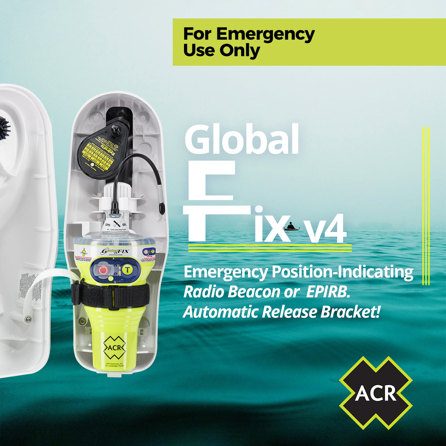 GlobalFix V4 GPS EPIRB W/ Automatic Release Bracket (Category 1) | Emergency Distress Beacon | High Impact UV Resistant Emergency Position Indicating Radio Beacon W/ Internal (66 Channel) - Walmart.com
