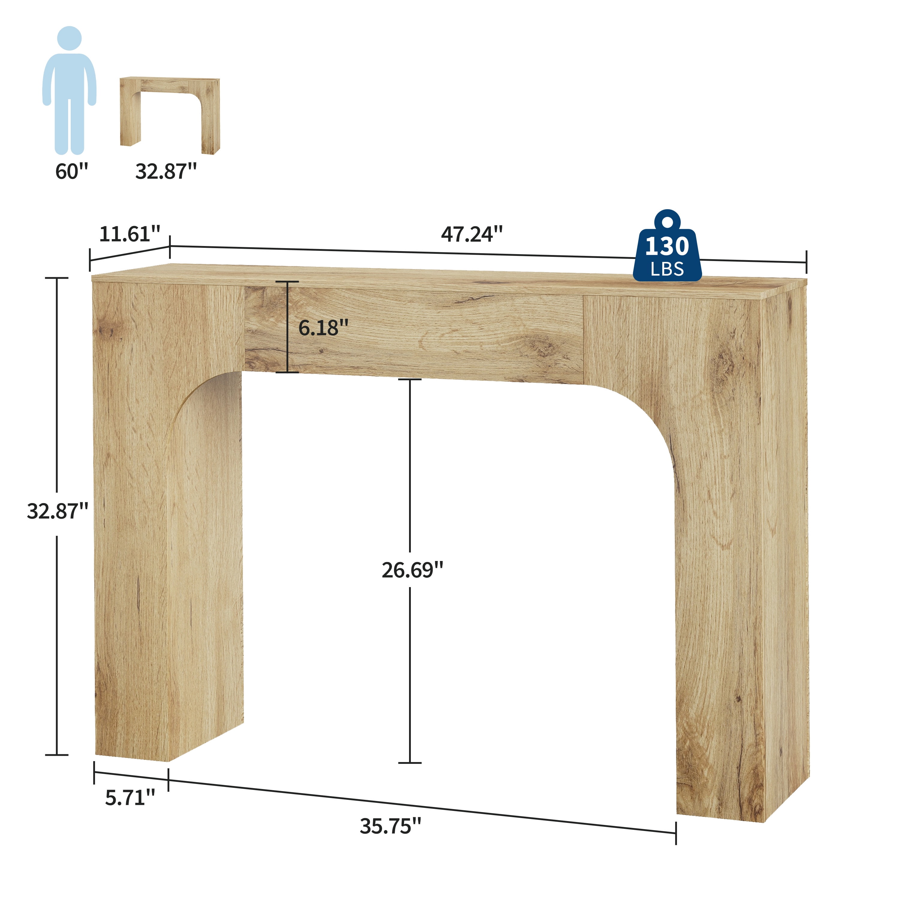 Slim Farmhouse Console Table for Living Room – Narrow Wooden Entryway Table, Rustic Oak Accent, Space-Saving Hallway Furniture, Ideal Behind Sofa or in Foyer, 47 Inch – 1.2 Michat Cracked Oak