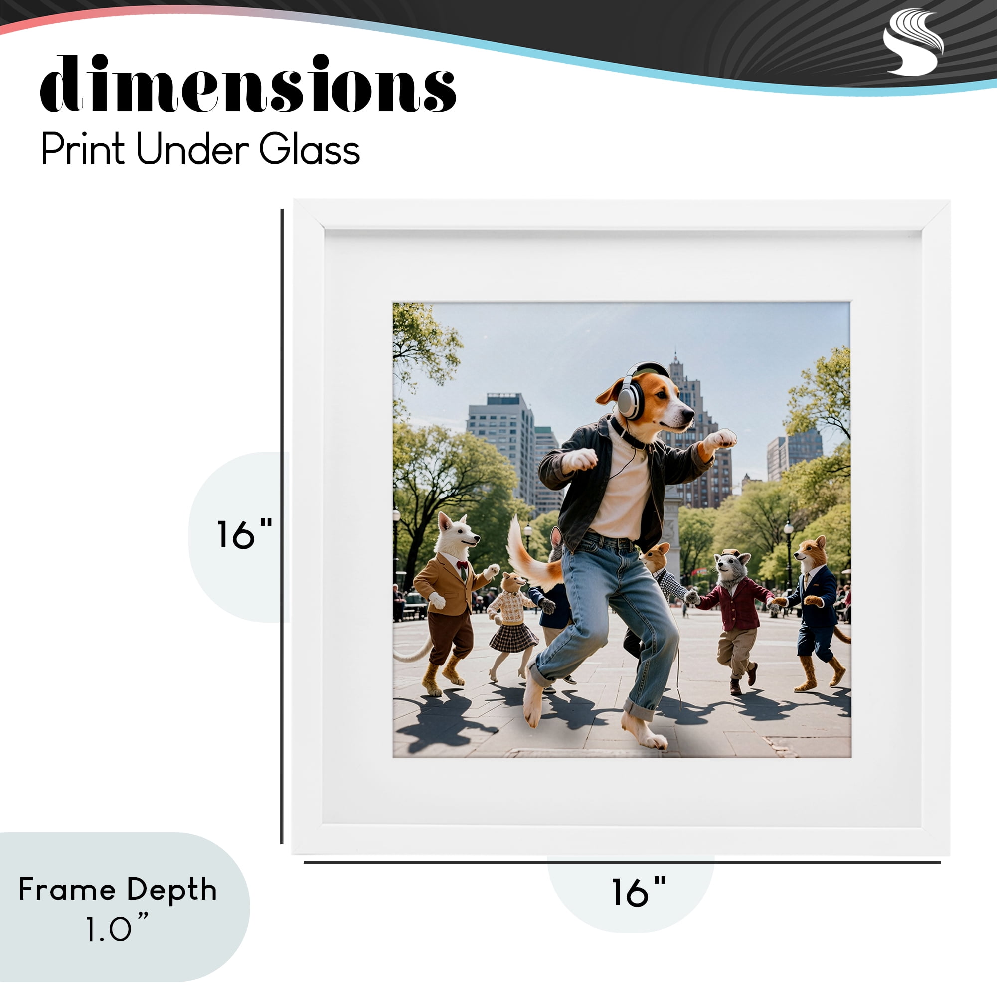 Stupell Industries Stylish Dog Dancing in Park White Framed Print Under Glass, design by CAD Designs