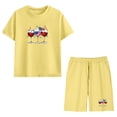 thumbnail image 6 of Kids 4th of July Outfit Yellow 2 Piece Set Unisex 100% Cotton Summer T-Shirt and Shorts for Boys Girls 3-12 Years,Size 7 T, 6 of 9