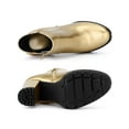 thumbnail image 4 of BLISSFUL STEP Women's Chelsea Boots Platform Block Cleated Sole Heel Gold 9, 4 of 7