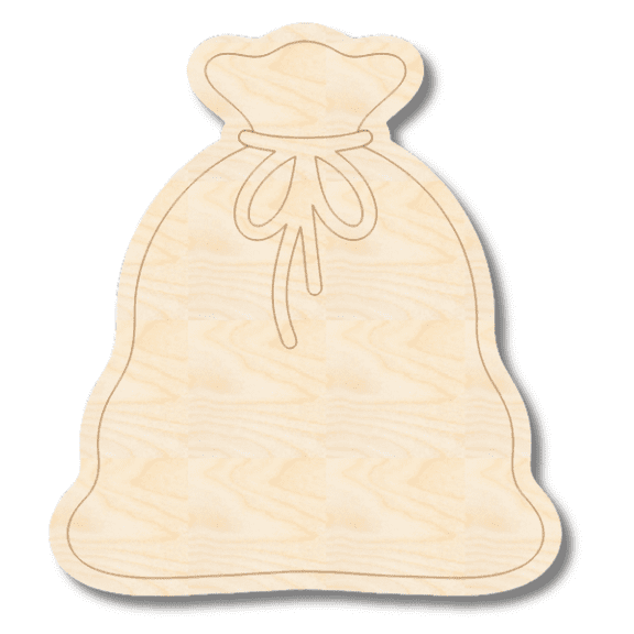 Unfinished Wood Etched Santa's Sack Shape 10" / 1/4"
