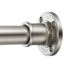 2-in-1 Shower Curtain Rod Industrial Style, 43-72 Inch Adjustable Length, Heavy Duty 304 Steel, Tension or Screw Mount for Home Bathroom, Silver