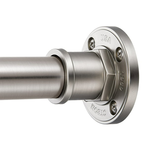 2-in-1 Shower Curtain Rod Industrial Style, 43-72 Inch Adjustable Length, Heavy Duty 304 Steel, Tension or Screw Mount for Home Bathroom, Silver