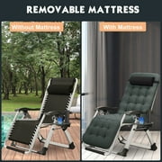 MOPHOTO Zero Gravity Chair Camping Recliner Lawn Recliner, Patio Lounger Chair, Outdoor Portable Chaise with Detachable Soft Cushion, Cup Holder, Headrest