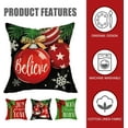 Christmas Believe Noel Decorative Throw Pillow Covers 18x18 Set of 4