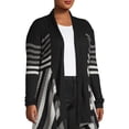 thumbnail image 4 of What's Next Women's and Women's Plus Striped Flyaway Cardigan Sweater, Midweight, Sizes XS-4X, 4 of 5