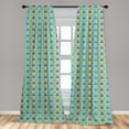 thumbnail image 5 of Ambesonne Yellow Submarine Curtains, Whales Crabs, Pair of 28"x63", Aqua and Mustard, 5 of 5