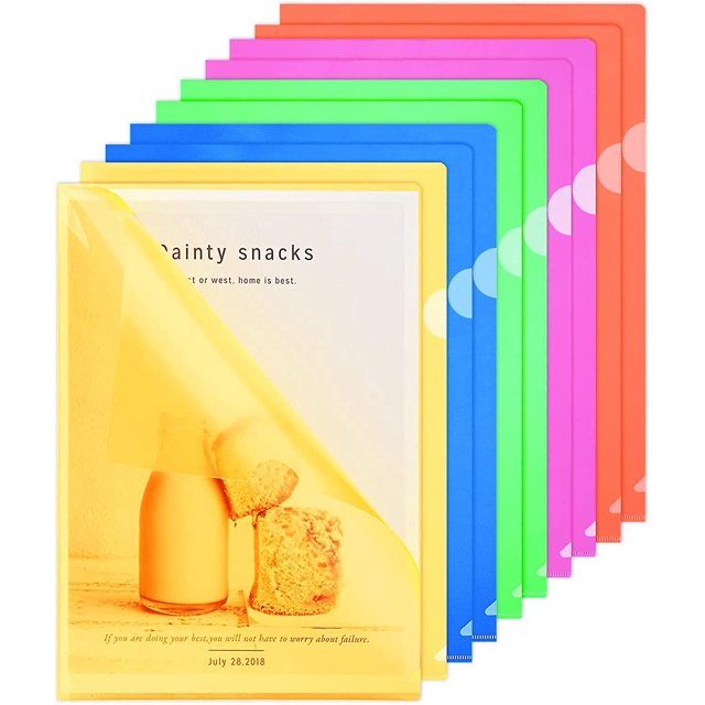 80 piezas transparente azul, amarillo, verde y rojo Chemises Plastique, Dossier Pochette A4 Pochette Document 4 Couleurs Vives Transparent Plastique Sou