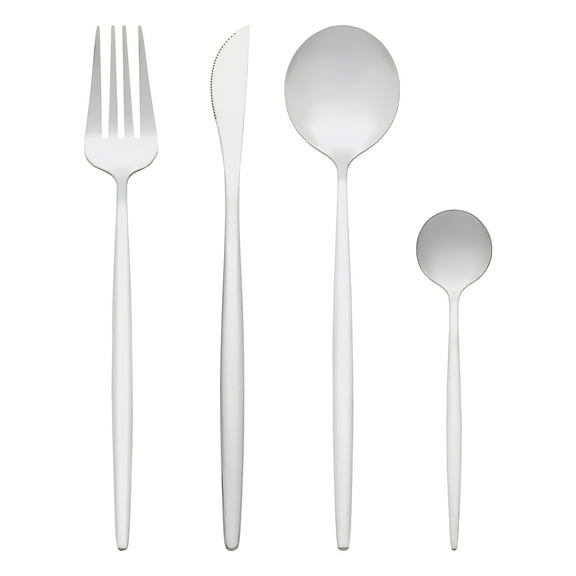 REGALWOVEN 4 Piece Stainless Steel Flatware Set with Forks, Spoons, and Knife Silver 4