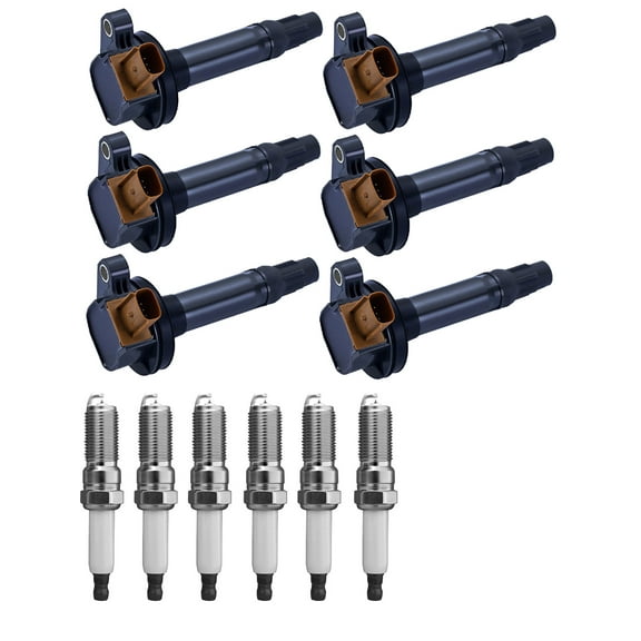 Set of 6 Ignition Coils and 6 ISA Spark Plugs Compatible with 2015-2019 Ford Transit-350 3.5L V6 3496cc 213ci Replacement UF646