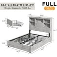 thumbnail image 3 of VanAcc Full Size Bed Frame with LED Bookcase Headboard, Wooden Storage Bed with Charging Station & 4 Drawers, White Birch, 3 of 8
