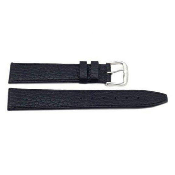 16mm Genuine Leather Textured Matte Black Watch Band