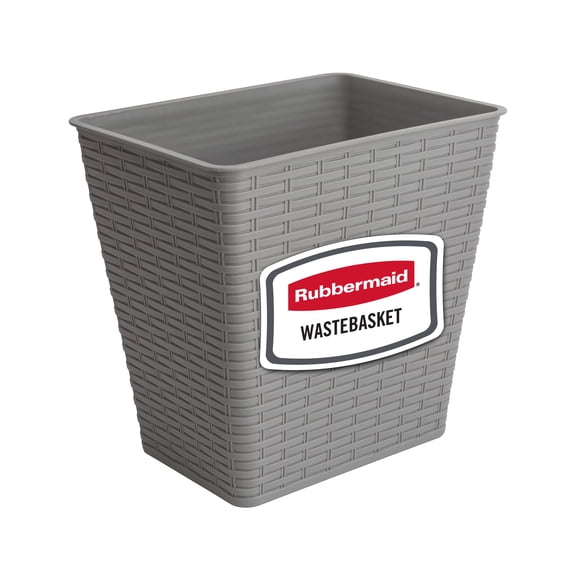 Rubbermaid 4 Gallon Wastebasket – Small Resin Trash Can for Bathroom, Bedroom, Home Office, Dorm, Charcoal Gray