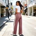 thumbnail image 3 of cocolona Womens High Waist Casual Athletic Pants Elastic Waist Drawstring Wide Leg Workout Yoga Pants with Pockets, 3 of 5