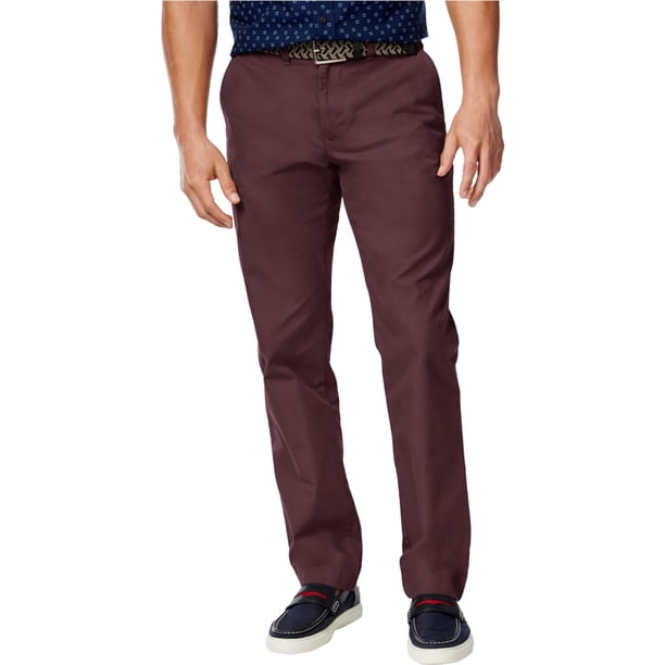Tommy Hilfiger Mens Custom Casual Chino Pantalones, Rojo, 36W x 32L